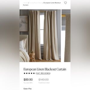 Set of 2 Quince Flax 96 inch Blackout Curtains